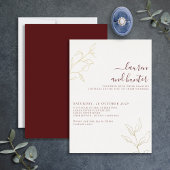 Invitation En Aluminium Script bourguignon moderne Mariage botanique Or