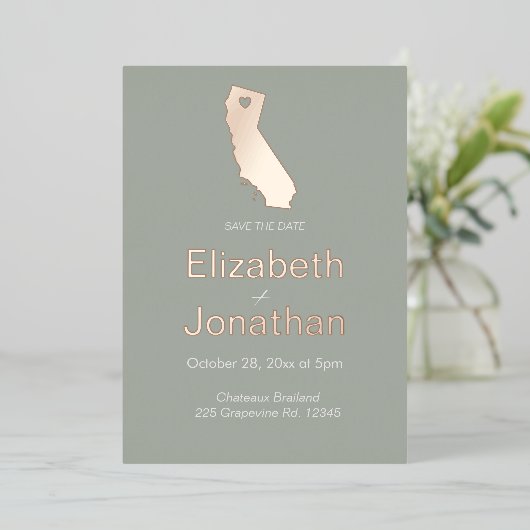 Invitation En Aluminium Script California State Map Enregistrer Le Rose Da (Debout devant)