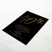 Invitation En Aluminium Script chic moderne Quarantième anniversaire 40e f (Rotation)