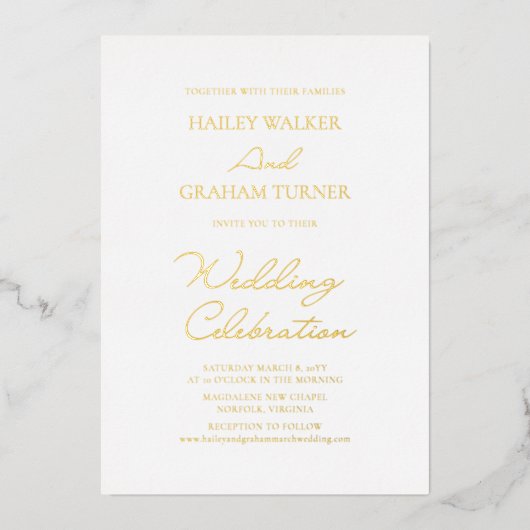 Invitation En Aluminium Script classique Calligraphie minimale Mariage bla (Recto)