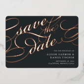 Invitation En Aluminium Script classique Enregistrer la date (Recto)