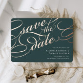 Invitation En Aluminium Script classique Enregistrer la date