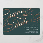 Invitation En Aluminium Script classique Enregistrer la date (Recto)