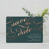 Invitation En Aluminium Script classique Enregistrer la date (Debout devant)