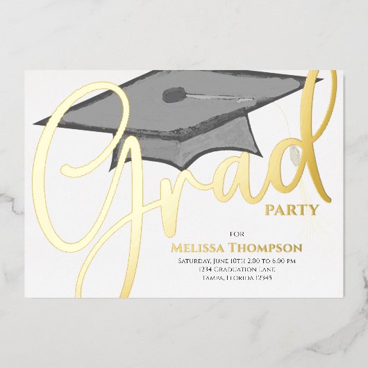 Invitation En Aluminium Script classique Modèle photo (Recto)