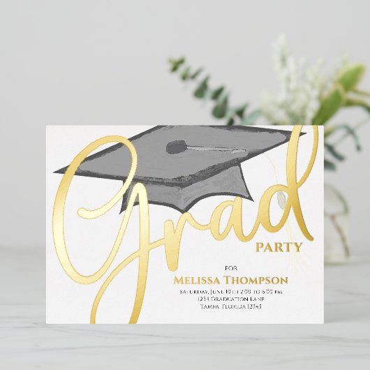 Invitation En Aluminium Script classique Modèle photo (Debout devant)