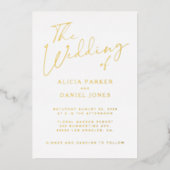 Invitation En Aluminium Script de calligraphie de feuille d'or moderne mar (Recto)