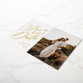 Invitation En Aluminium Script de calligraphie Enregistrer la date Photo G (Rotation)