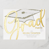 Invitation En Aluminium Script de calligraphie Gold Grad Modernisation (Recto)