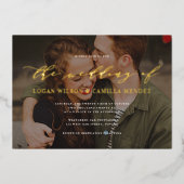Invitation En Aluminium Script de calligraphie moderne Mariage photo REAL (Recto)