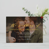 Invitation En Aluminium Script de calligraphie moderne Mariage photo REAL (Debout devant)