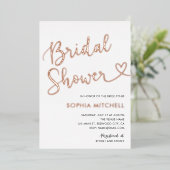Invitation En Aluminium Script de cœur minimal blanc Baby Shower de mariag (Debout devant)
