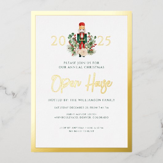 Invitation En Aluminium Script de noisette de Noël (Recto)