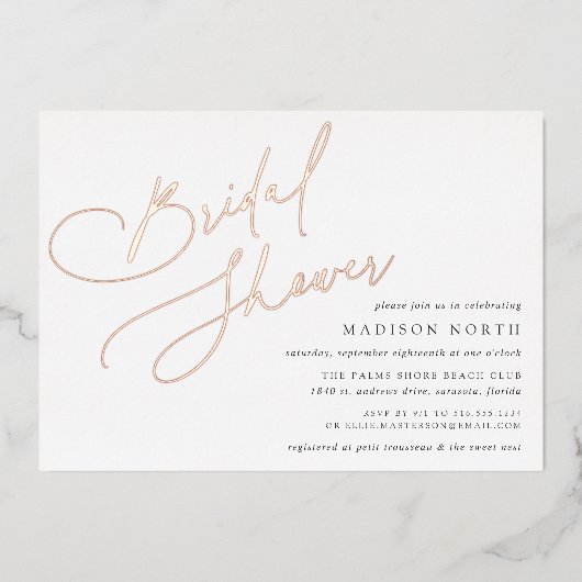 Invitation En Aluminium Script de remplissage | Fête des mariées simple et (Recto)