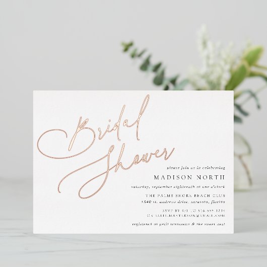 Invitation En Aluminium Script de remplissage | Fête des mariées simple et (Debout devant)