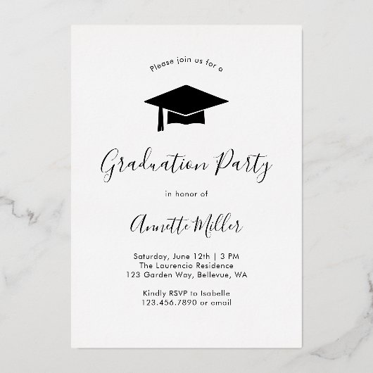 Invitation En Aluminium Script élégant moderne Ajouter Photo Graduation Pa (Verso)