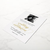 Invitation En Aluminium Script et photo | Or mariage (Rotation)