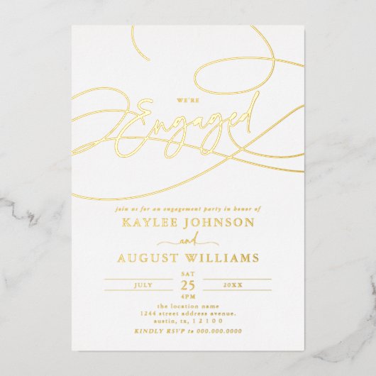Invitation En Aluminium Script fantaisie Nous sommes une partie d'engageme (Recto)