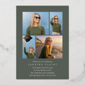 Invitation En Aluminium Script Foil Photo Graduation Announcement & Invite (Verso)