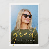 Invitation En Aluminium Script Foil Photo Graduation Announcement & Invite (Recto)