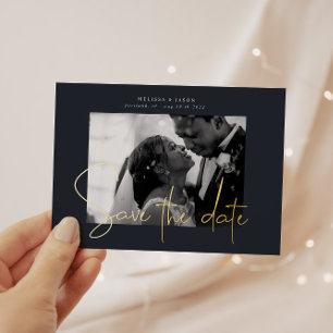 Invitation En Aluminium Script Gold Élégant Enregistrer Le Mariage Date