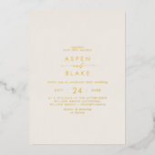 Invitation En Aluminium Script Gold Foil | Mariage Décontracté ivoire (Recto)