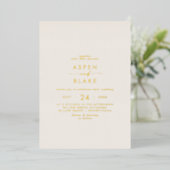 Invitation En Aluminium Script Gold Foil | Mariage Décontracté ivoire (Debout devant)