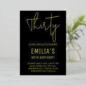 Invitation En Aluminium Script Gold minimaliste | Trente anniversaire (Debout devant)