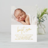 Invitation En Aluminium Script Gold moderne Baptême et baptême religieux (Debout devant)
