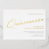 Invitation En Aluminium Script gracieux Quinceañera Anniversaire Party Gol (Recto)