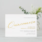Invitation En Aluminium Script gracieux Quinceañera Anniversaire Party Gol (Debout devant)
