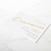 Invitation En Aluminium Script gracieux Quinceañera Anniversaire Party Gol (Rotation)