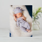 Invitation En Aluminium Script Lettering Baby Birth Annonces (Debout devant)