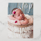 Invitation En Aluminium Script Lettering Baby Birth Annonces (Recto)