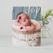 Invitation En Aluminium Script Lettering Baby Birth Annonces (Debout devant)