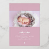 Invitation En Aluminium Script Lettering Baby Birth Annonces (Verso)