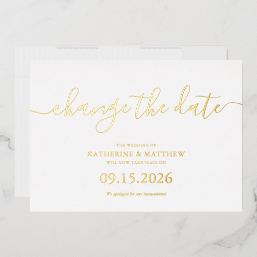 Invitation En Aluminium Script Lettrer Mariage Reporté Enregistrer La Date (Enveloppe)