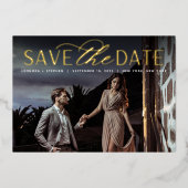 Invitation En Aluminium Script lisse | Mariage photo unique Enregistrer la (Recto)