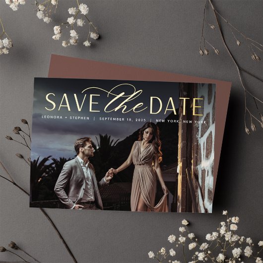 Invitation En Aluminium Script lisse | Mariage photo unique Enregistrer la