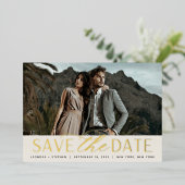 Invitation En Aluminium Script lisse | Photo unique Enregistrer la date (Debout devant)