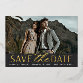 Invitation En Aluminium Script lisse | Photo unique Enregistrer la date (Recto)