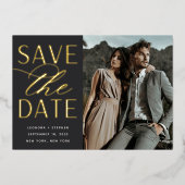 Invitation En Aluminium Script lisse | Photo unique Enregistrer la date (Recto)