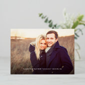 Invitation En Aluminium Script lunatique photo mariage Enregistrer la date (Debout devant)