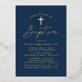 Invitation En Aluminium Script minimaliste moderne Marine Baptême (Recto)