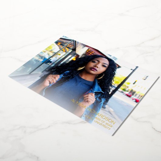 Invitation En Aluminium Script Mod Photo Graduation Party - Blanc (Rotation)