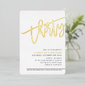 Invitation En Aluminium SCRIPT MODERNE 30e anniversaire fête élégante or (Debout devant)