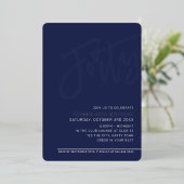 Invitation En Aluminium SCRIPT MODERNE 40e anniversaire marine bleu marine (Debout devant)
