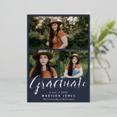 Invitation En Aluminium Script moderne 4 Photos Graduation Party Invitatio (Debout devant)