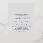 Invitation En Aluminium Script moderne à huile d'argent | Mariage espagnol (Recto)