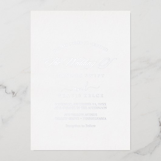 Invitation En Aluminium Script moderne à huile d'argent | Mariage photo (Recto)